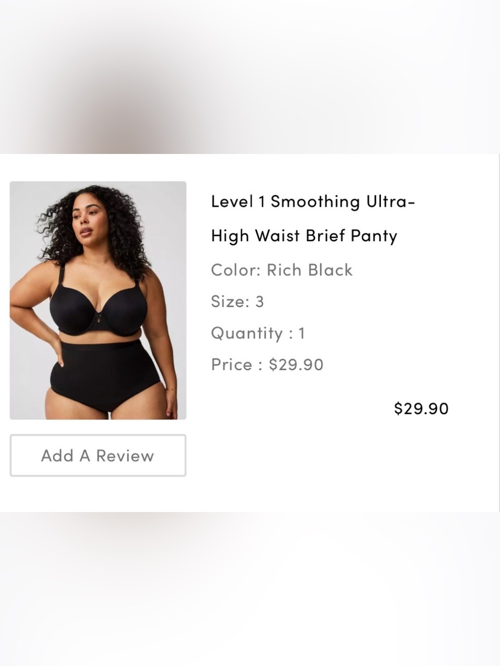 Level 1 Smoothing High Waist Brief Panty - Rich Black
